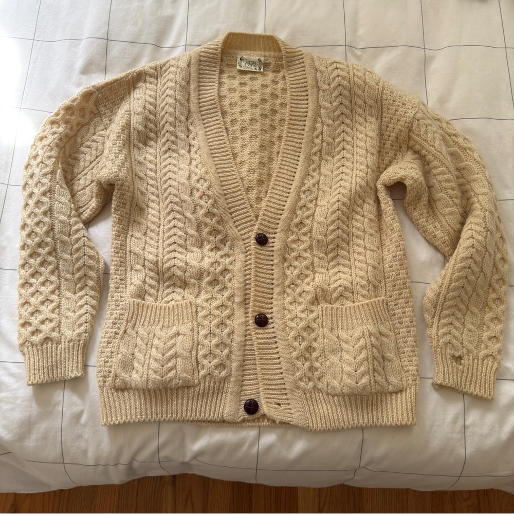 Classic Cream Cable Knit Cardigan